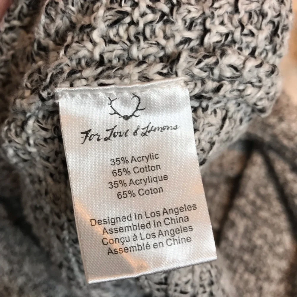 For Love and Lemons Knitz Waffle Knit Grey Crewneck Sweater Size XS
